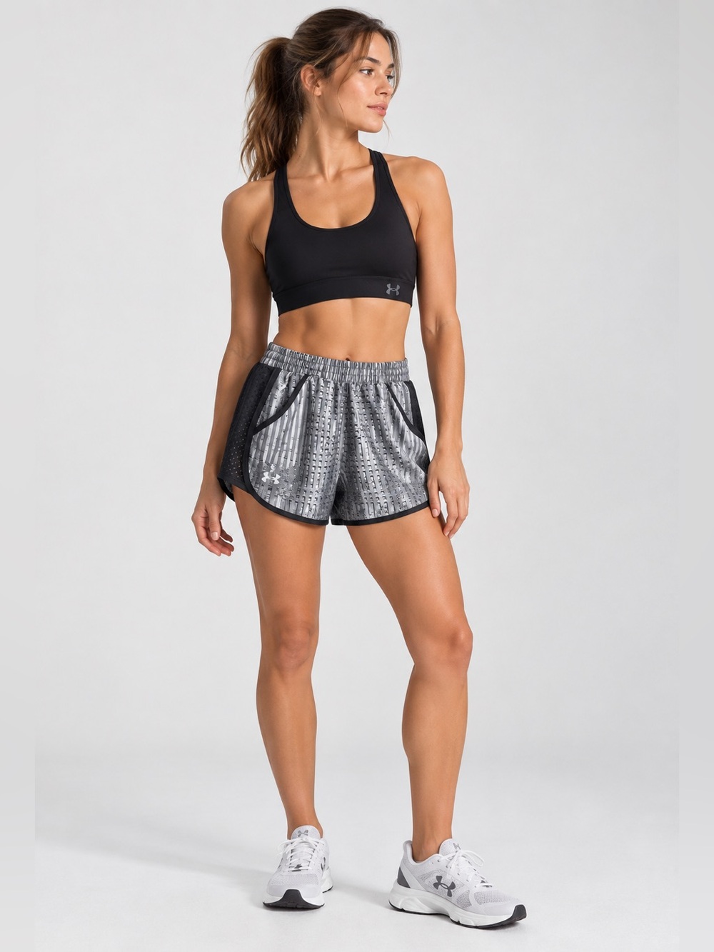 Under Armour Grey Printed Perforated Running Shorts size small